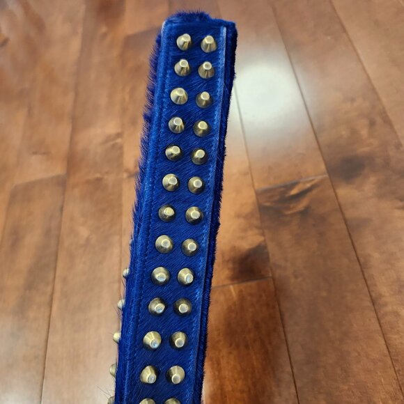 House of Harlow 1960 Tilly studded calf hair clutch in blue - Picture 4 of 8